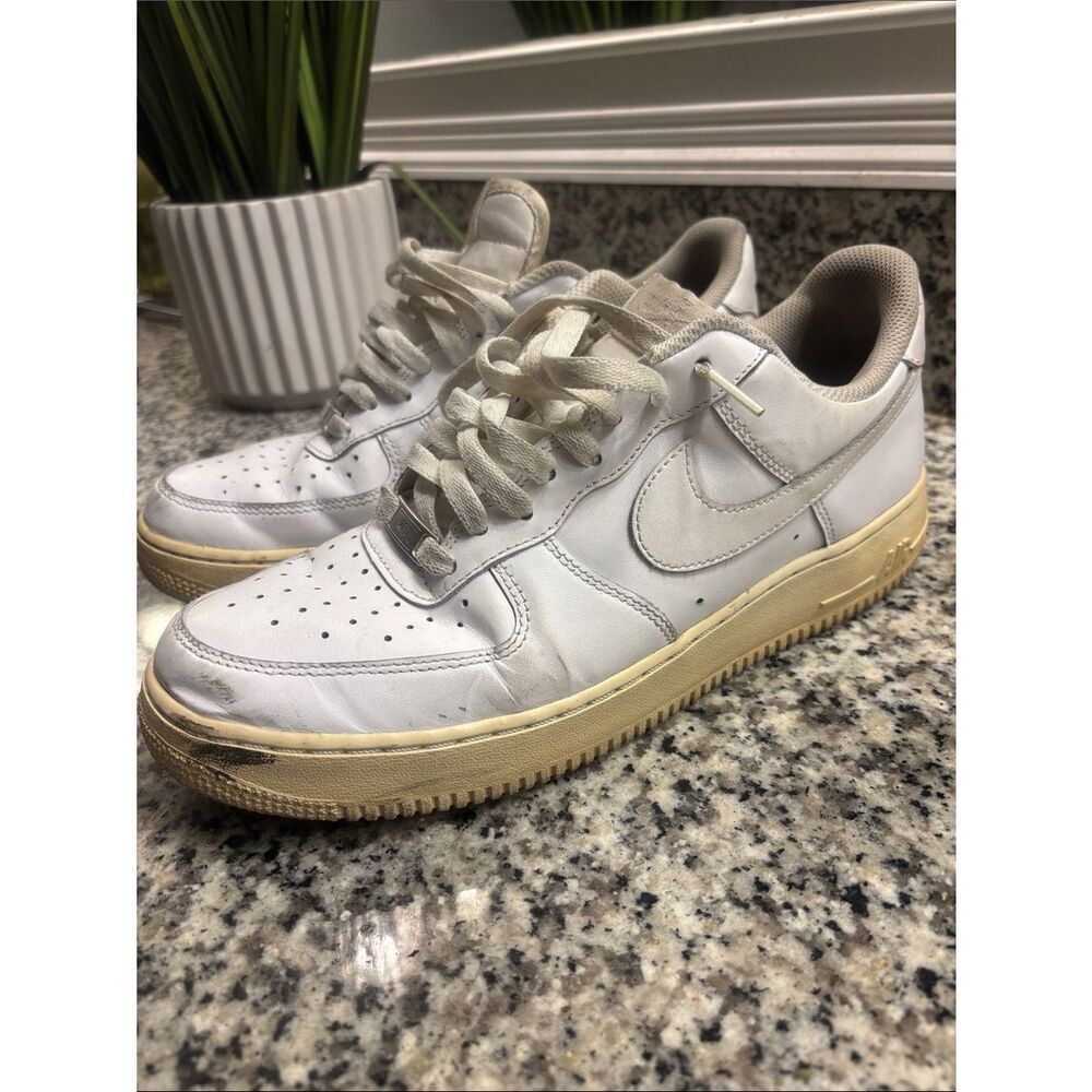 Nike Air Force 1 White Low-Top Sneakers with Cream Sole
